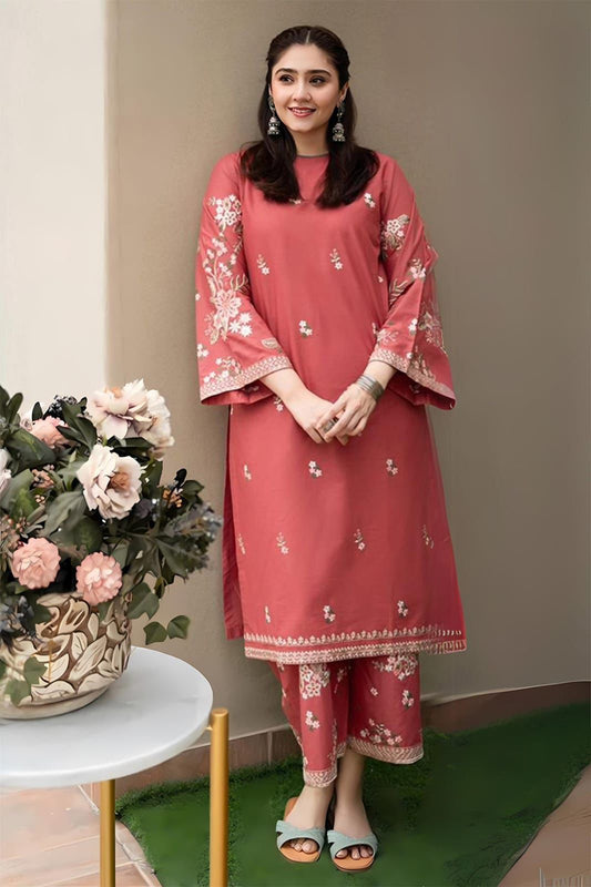 2 Piece Embroidered Unstitched Suit, Premium Dhanak