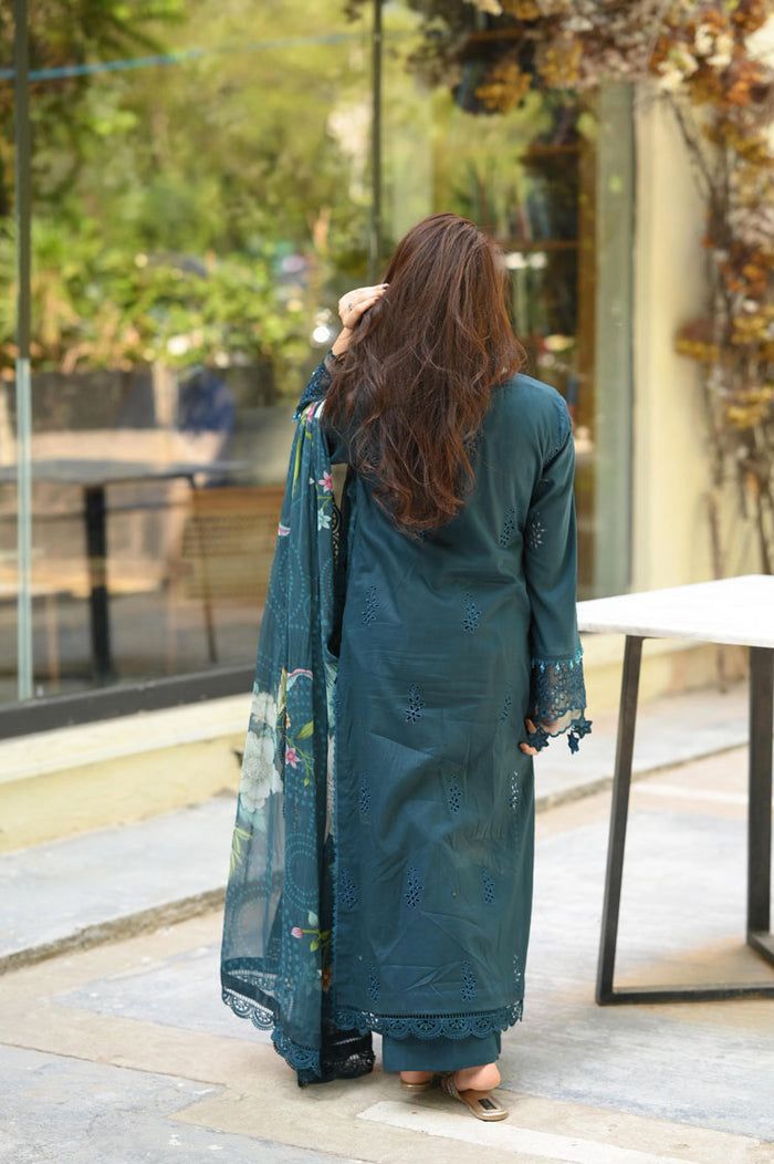 3 Piece Embroidered Unstitched Suit, Fabric Dhanak