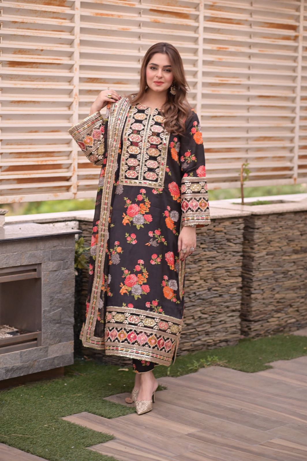 3 Piece Embroidered Unstitched Suit, Fabric Silk