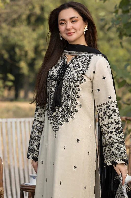 3 Piece Embroidered Unstitched Suit, Air jet Dhanak Fabric