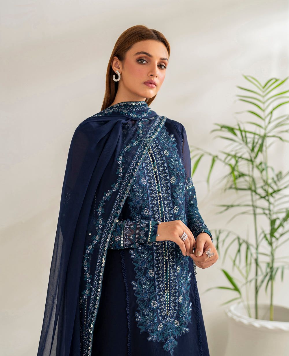 3 Piece Embroidered Unstitched Suit, FABRIC CHIFFON
