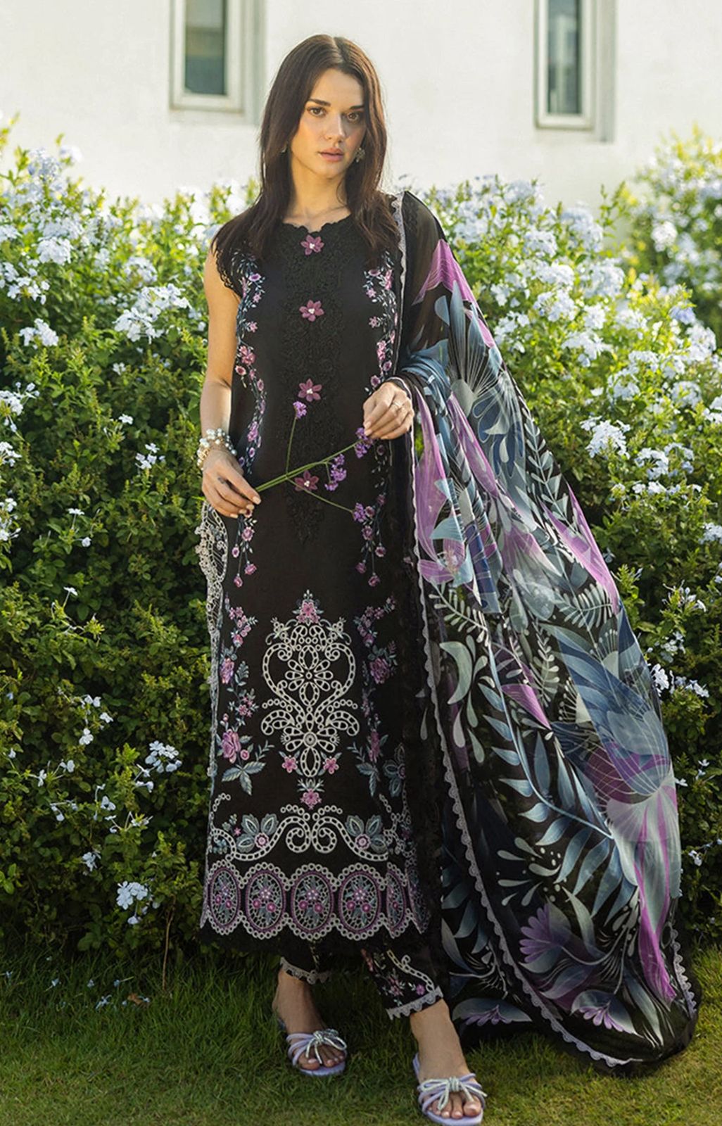 3 Piece Ebriodered Unstitched Suit, Stuff Best Quality DHANAK