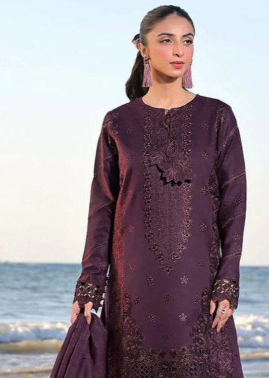 3-Piece Luxury Embroidered Unstitched Dhanak Fabric Suit