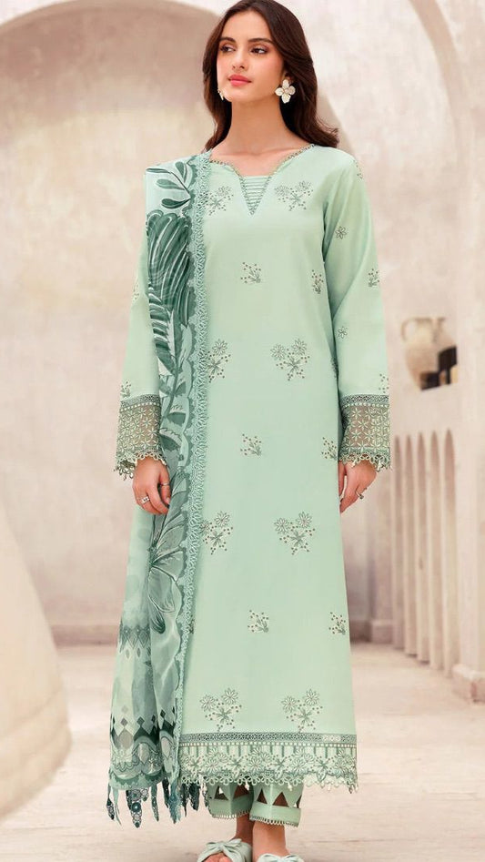 3 Piece Embroidered Unstitched Suit, Stuff DHANAK