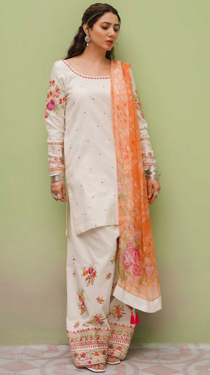 3 Piece Embroidered Unstitched Suit, Stuff  Airjet Dhanak
