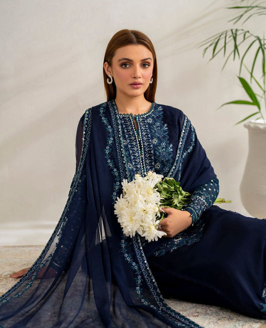 3 Piece Embroidered Unstitched Suit, FABRIC CHIFFON