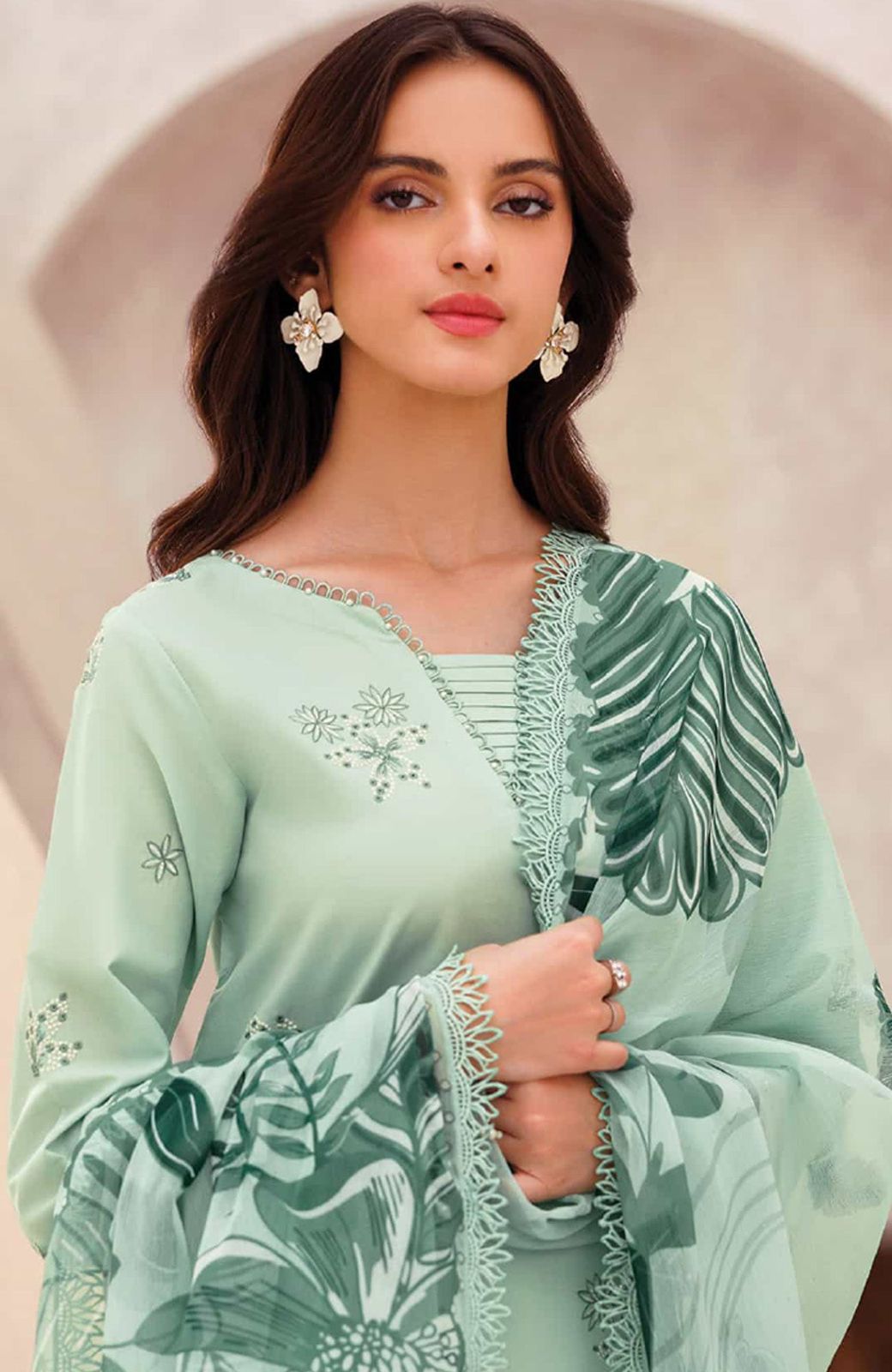 3 Piece Embroidered Unstitched Suit, Stuff DHANAK