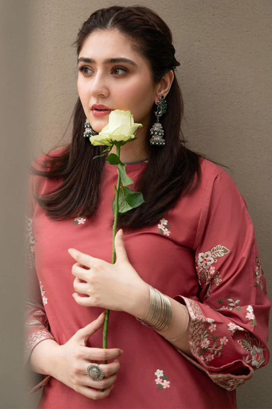 2 Piece Embroidered Unstitched Suit, Premium Dhanak