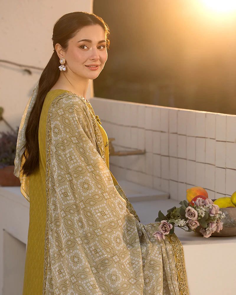 3 Piece Embroidered Unstitched Suit, Fabric Dhanak